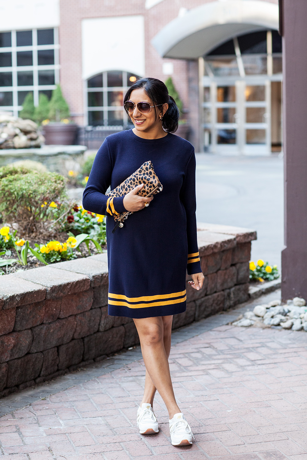 Navy Leopard Clutch