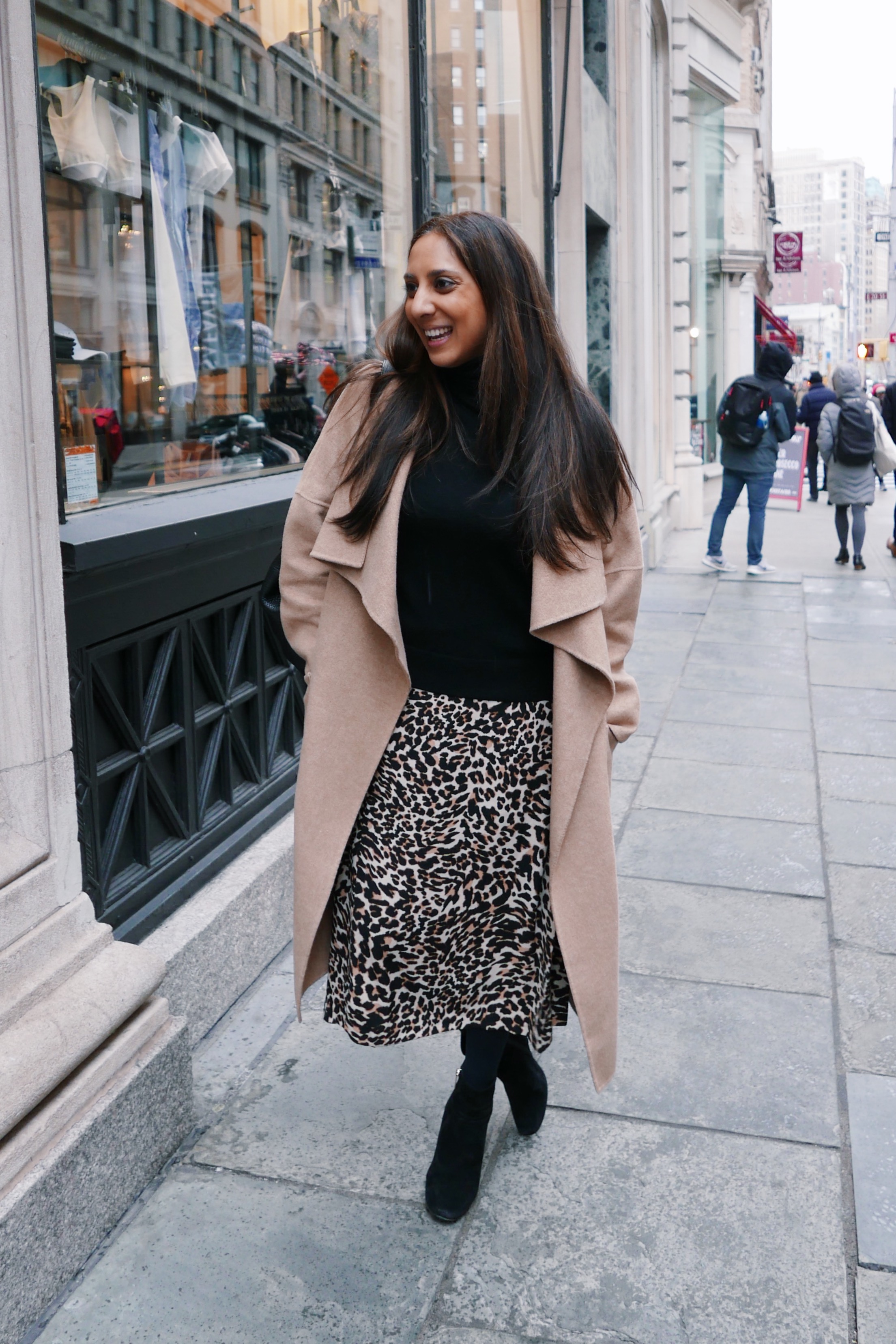 How To Style A Leopard Print Skirt For Work In The Winter